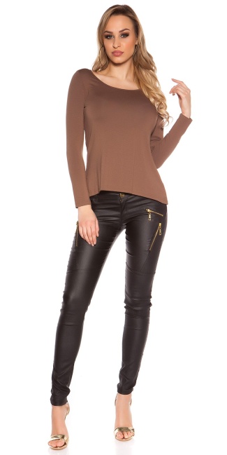 Trendy shirt with lace Brown